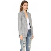 Damen Blazer Vintage karierten gekerbten Vestidos Mantel