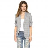 Damen Blazer Vintage karierten gekerbten Vestidos Mantel