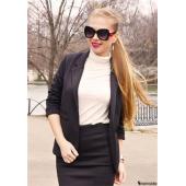 sheinside Arbeiten ein neuer Sommer Stil casual Schwarze Taschen Freund Damen Ponte rollte Ärmel Blazer