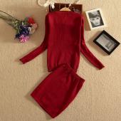 Alpha Winter neue Damen sexy Schmetterling Dicken Lippe Pullover Stricken an Pflanzlichen Top und wrap Hip Dünne Rock