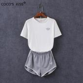 kostenLoser Versand heißes Verkauf 2 Stück Damen mit elastischen Bund Muster Sport Jogging Anzüge