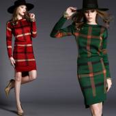 2 Stück Damen im Herbst und Winter Pullover für Grosse europäische und Amerikanische karierten Rock Paket j031 sinkt