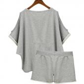 neue Mode auch Stück mit Damen Sport Anzug lässig Lockere Kurzärmeliges Pullover Anzug weibliche Sport Set 9599