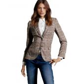 neue Moderne Damen und kariert Ellbogen patches zwei Button slim fit Blazer Damen Herbst Steht die Jacke