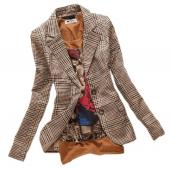 neue Moderne Damen und kariert Ellbogen patches zwei Button slim fit Blazer Damen Herbst Steht die Jacke