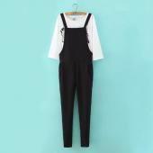 Damen Mode Setzt der Print T Shirt Schwarzer HosenAnzug Setzt ae001