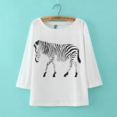 Damen Mode Setzt der Print T Shirt Schwarzer HosenAnzug Setzt ae001