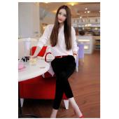 kurzer Sommer Mode der Twinset Weisse Tops Rote hintern heben Knöchel länge Rot Capris Anzug Hals BleiStift Hose