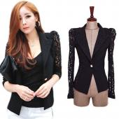 slk Damen elegant slim Anzug Blazer Mantel Spitzen Häkeln Jacke Strickjacke Bluse Outwear