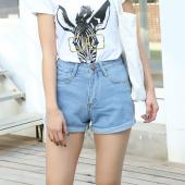 die hohe Taille kurze Jeans die wilden Frühling und Sommer laufen kurze Damen dünn Curling Mode lager Grösse kurze