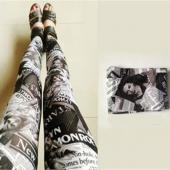 neue Damen sexy Gamaschen Hose digita Print schreiben Zeitung Leggings Schwarze Milch für Damen gratis Versand