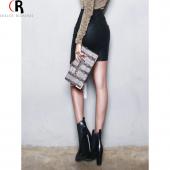 choies Damen hohe Taille Bodycon pu Leder Schwarz im Herbst Winter split slim asymmetrischen BleiStift sexy Mini