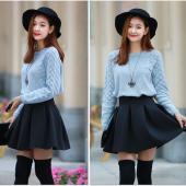 neue Damen sexy Mini Rock Raum Baumwolle Schwarzen kurzen Rock fallen witner warm Röcke Damen hohe Taille gefaltete