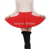 neue Skater stretch Taille schLicht flippy ausgestellte gefalteten Jersey kurzen Rock Sommerkleid