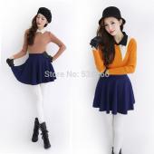 neue Skater stretch Taille schLicht flippy ausgestellte gefalteten Jersey kurzen Rock Sommerkleid