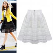 neue Damen lange Rock Transparenten tüll Damen hohe Taille gefaltete Midi Röcken Röcke Organza saia Feminino Tutu