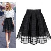 neue Damen lange Rock Transparenten tüll Damen hohe Taille gefaltete Midi Röcken Röcke Organza saia Feminino Tutu