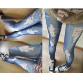 sexy Damen und Faux Denim Jeans Leggings jeggings Dünnen slim Stift Hose