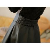 heiße Marketing Mode Damen hohe Taille gefaltete Faux Leder Skater wieder kurzen Minirock Jul14