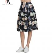 Damen hohe Taille casual Skater süße Katze Animal Prints Rock 3 Farben Frühjahr Sommer Mode