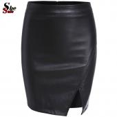 Mode Kleider Frau Röcke Damen sexy Kleidung Frühjahr Sommer high Street Stilvolle Schwarz Bodycon pu Leder