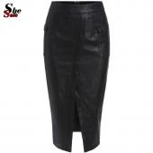 Mode Kleider Frau Röcke Damen sexy Kleidung Frühjahr Sommer high Street Stilvolle Schwarz Bodycon pu Leder