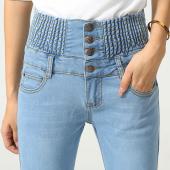 neue JeansMode Womens slim Hoch Gummizug in der Taille schlank Jeans und lange Stift Hose Frau Jeans camisa Feminina