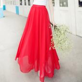 Grosshandel Damen Chiffon lange Röcke Süssigkeiten Farbe gefalteten Maxi Damen Röcke Frühjahr Sommer Röcke m l xl 17