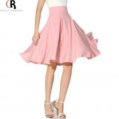 Midi Rock Sommer Damen hohe Taille gefaltete Kleidung eine linie Skater Vintage casual Knielangen saia Unterrock