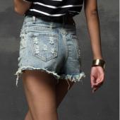 Mode Sommer Damen neue hohe Taille kurze Jeans ausgefranstes loch weiblicher super cool Shorts Versandkosten xs