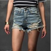 Mode Sommer Damen neue hohe Taille kurze Jeans ausgefranstes loch weiblicher super cool Shorts Versandkosten xs