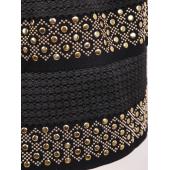 neuer trend Damen Mode Schwarz hohe Taille Rivet Gestreiften Rock eine Grösse