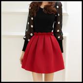 kostenLoser Versand Raum Baumwolle tailliertes gefalteten pendel Mode Vintage Damen Rock Rock Marke Damen kurzen Rock