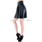 kostenLoser Versand neue hohe Taille Faux Skater Rock Mini Rock über Knie Einfarbig Rock s m l xl