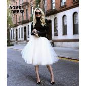 neuer puff Chiffon tüll Rock Weisse Damen faldas hohe Taille Midi Knielangen Chiffon und Grösse der grunge jupe weib