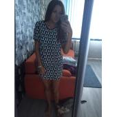 neue Mode Damen kausalen Chiffon Kleider kurze Ärmel o nacken Locker Mini Kleider Print Sommer Vestidos