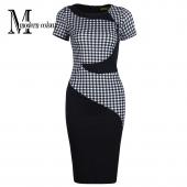 neuankömmlinge Damen Sommerkleider europäische Mode karierten kurze Ärmel mit Damen Bleistift Kleid Damen Locker