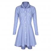 Herbst Kleid Damen Lady Mode aus Hals lange Ärmel asymmetrischen gefalteten casual Partei Mini Shirt Kleid s xl 30