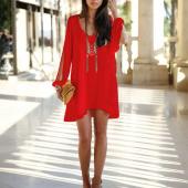 neue Sommer Chiffon kurzen Kleid Damen Locker sexy v Hals auch eine linie casual Mini Shirt Kleid mit Weissen stränden