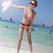 die Koreanischen Version der split Bikini Brustumfang Badehosen boxer spa Badeanzug Bikini Runde Rote