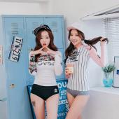 neuer Stil Damen lange Ärmel Hautausschlag wache Sport zwei Stücke Bademode Badeanzug Badeanzug surfen Anzug Neoprenanz