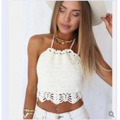 Damen Häkeln Schulterfreien Pflanzliche Top Dralette Stricken cami Tank sexy Strand Bikini boho BH
