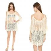 sexy pareo roupa de banho sarong tunika aus Schulter Spitzen Mini Kleid Badeanzug cangas de praia Häkeln Bikini Beach