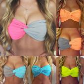 sexy Damen Strand Badehosen Gepolsterte  Bandeau Bikini Tops Badeanzug Badeanzug