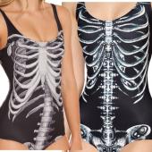 heavy Metal Damen ein Stück Badeanzug skelett Schädel head Rock roll sexy monokini Badeanzug für Frau Swimwears