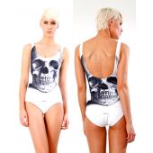 heavy Metal Damen ein Stück Badeanzug skelett Schädel head Rock roll sexy monokini Badeanzug für Frau Swimwears