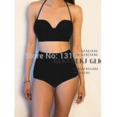 neue Mode heiße Lady Damen Vintage high tailliertes Bikini Set Neon Farbe Badehosen Badeanzug Versandkosten