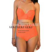 neue Mode heiße Lady Damen Vintage high tailliertes Bikini Set Neon Farbe Badehosen Badeanzug Versandkosten