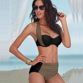 neue Damen hohe Taille Badeanzüge Bikini Set Drücken die Badehosen Verband Badeanzüge