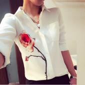 neue Damen höchstens im Herbst Revers Kragen lange Ärmel Floral gedruckt der elegante casual der arbeit Hemden